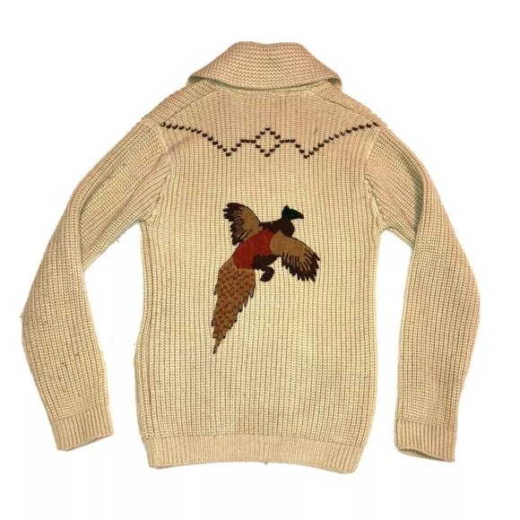 VTG Miller Outerwear Western Pheasant Cardigan Knit Sweater Hunting Outdoors XS - Picture 1 of 5